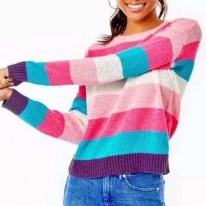 Lilly Pulitzer Amala Sweater Coral Sands Lagoon Stripe Size Medium NWT